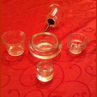 Лот: пет стъклени свещника, различни по големина, снимка 2 - Други - 29617794