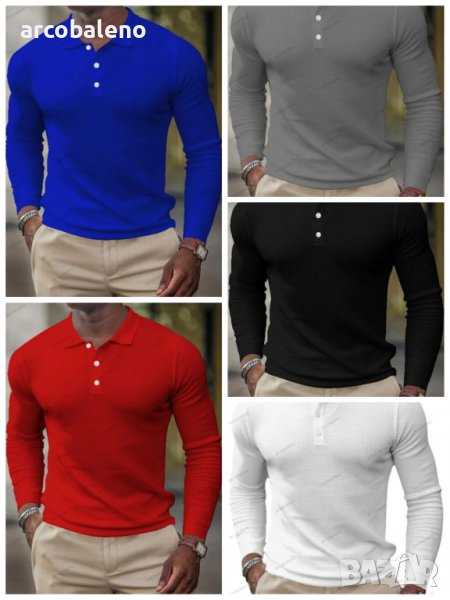 Мъжка едноцветна блуза с дълъг ръкав. Големи размери, 5цвята - 023, снимка 1