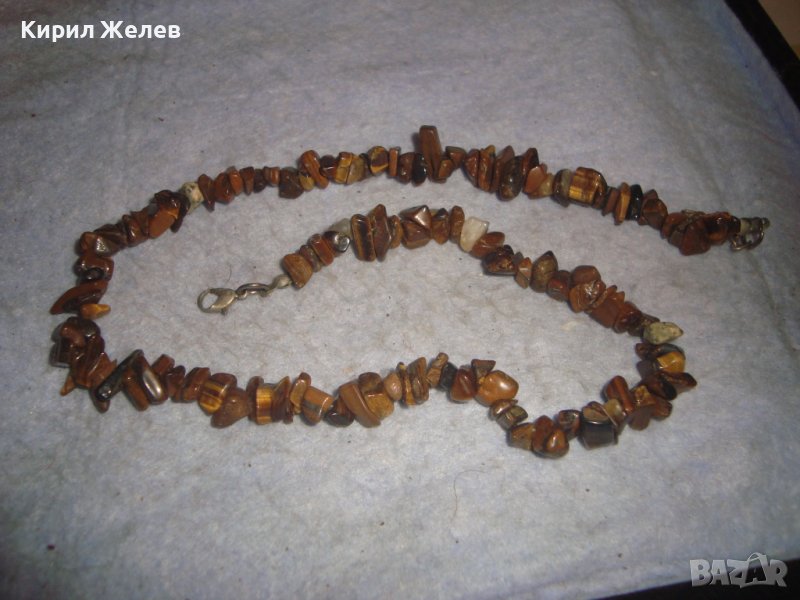 СКЪПОЦЕННО ХЕНД МЕЙД АРТ КОЛИЕ ГЕРДАН ОГЪРЛИЦА - НАТУРАЛИ КАМЪНИ ТИГРОВО ОКО 21327, снимка 1