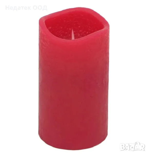 Декоративна, Коледна, LED батерийна свещ, Червен, Ø5x8cm, снимка 1