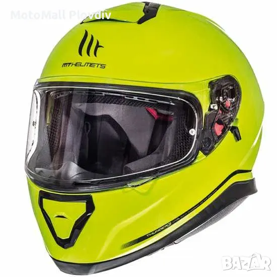 Промоция!!! Каска MT Thunder 3 Fluo Yellow мото мотор писта турър, снимка 1