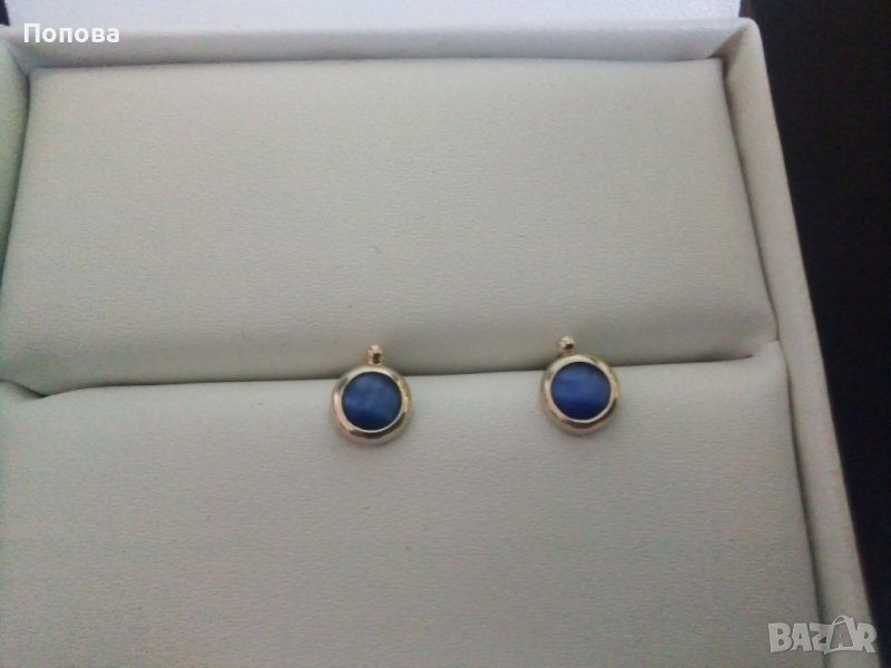 Златни обеци с котешко око, снимка 1