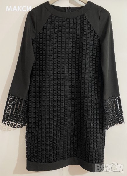 Маркова къса елегантна ефектна рокля с фина подплата и красиви елементи в черно/аутлет/, снимка 1
