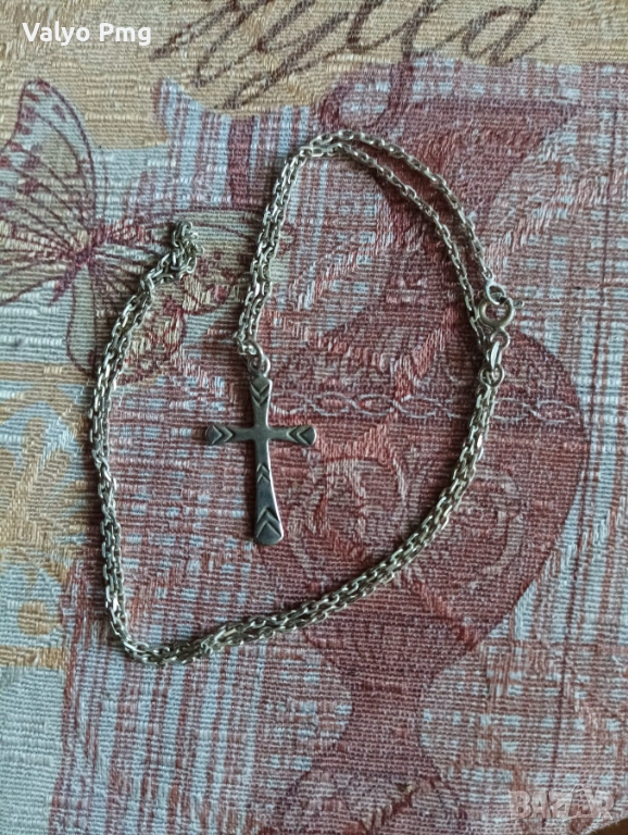 Сребърно синджирче с кръстче, снимка 1