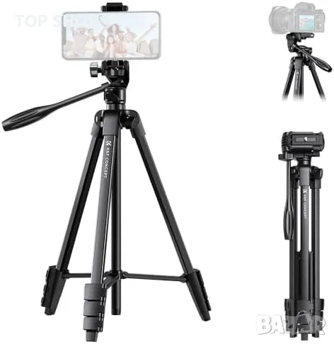 Нов K&F Concept Лек Статив за Смартфон и Камера 152cm + Bluetooth Дистанционно, снимка 1