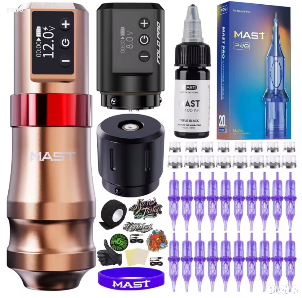 Mast Mini tattoo kit 2batery Нов комплект за татуиране/татуировки/татуси, снимка 1