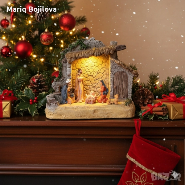 Коледна украса „Рождество Христово“ – готова настолна композиция, снимка 1