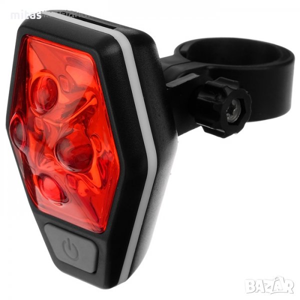 Велосипедна светлина, задна, 80 LM, LED, 2xAAA, 4 режима, 70x46x35 мм, снимка 1
