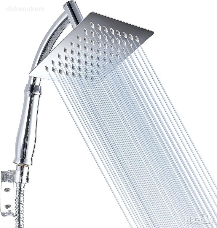 Душ глава тип дъжд с ръчна душ слушалка, с удължително рамо, 15см, снимка 1