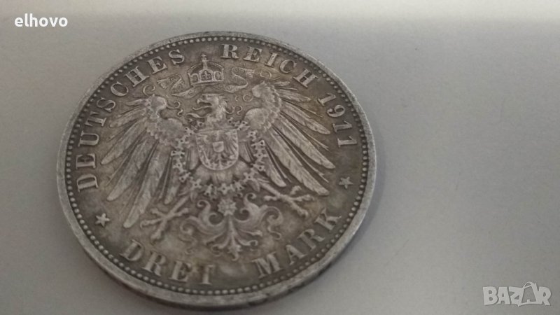 Монета Dret Mark 1911, Wilhelm II Deutscher Kaiser, снимка 1