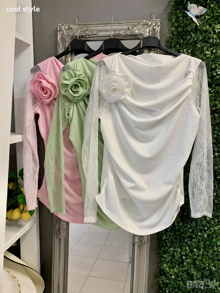 елегантна блуза с брошка, снимка 1