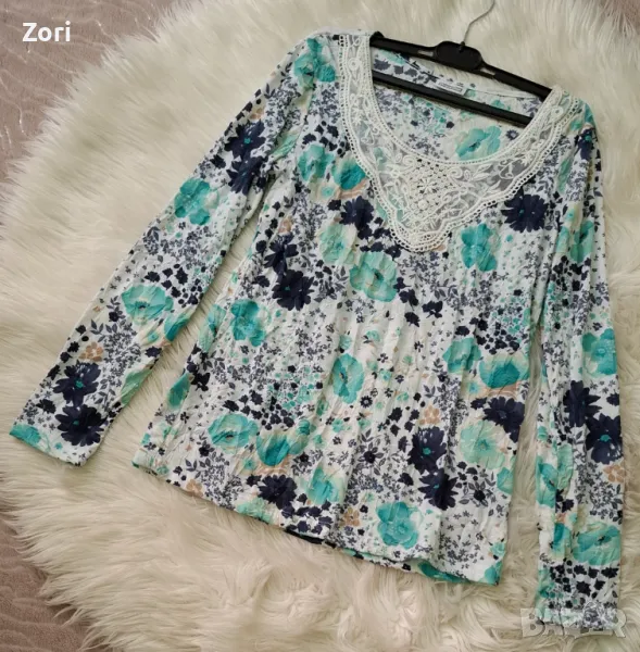 Риза/блуза с намачкан ефект и дантела при деколтето , снимка 1