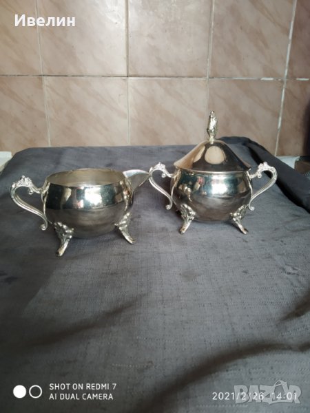 метална каничка за мляко и захарница-комплект, снимка 1