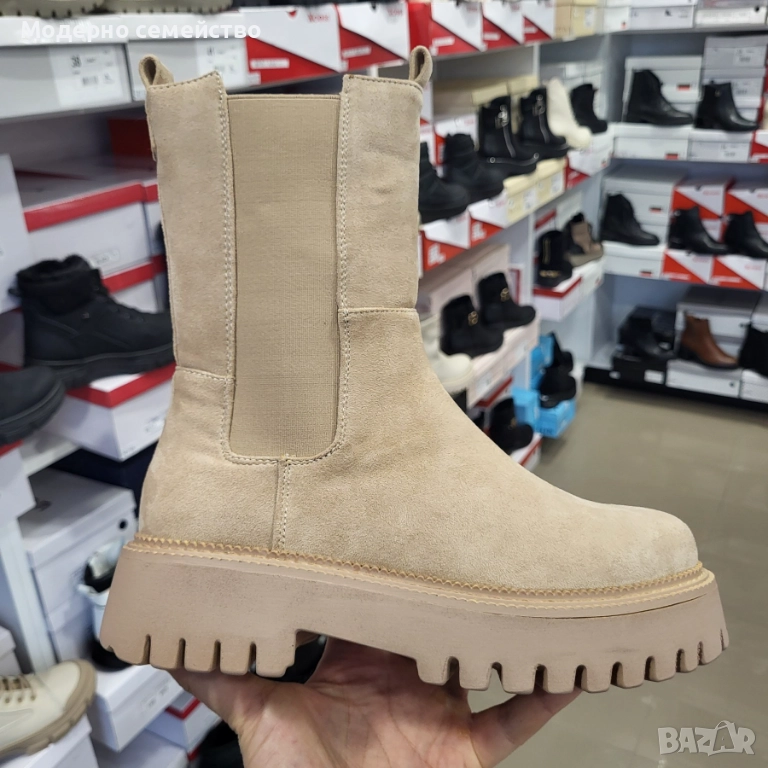 Стилни дамски боти в бежево ПРОМОЦИЯ , снимка 1