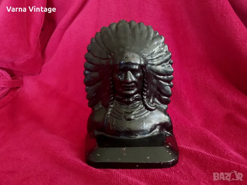 Стар метален бюст на индианец, снимка 1