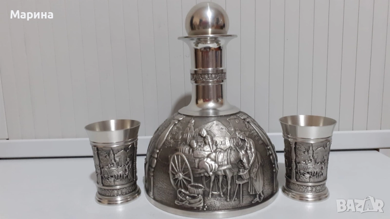 Комплект за ракия от калай Antik*Vintage  #108, снимка 1