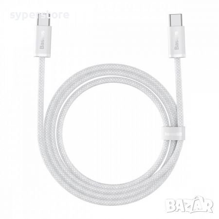 Кабел USB Type C - Type C M/M 1m 100W Baseus CALD000202 Бяла оплетка Cable USB Type-C to Type-C, снимка 1