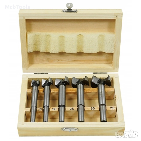 Комплект фрезери за дърво 15 – 35 мм 5 части VOREL by TOYA, снимка 1