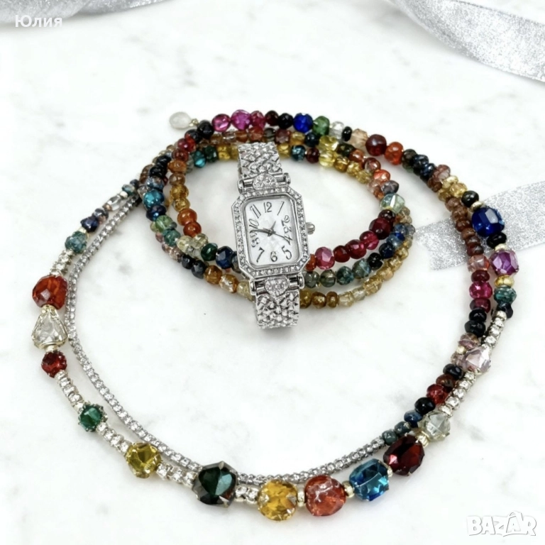 Дамски комплект: часовник, гривни и колие – стил в три стъпки, снимка 1