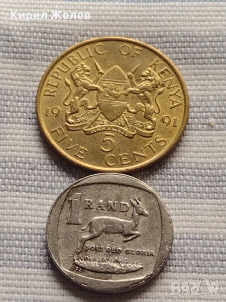 Две монети 1 ранд 2004г. Африка / 5 цент 1991г. Кения за КОЛЕКЦИОНЕРИ 41178, снимка 1