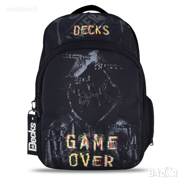 Ученическа раница Game Over, Черен, 33x18x48см., снимка 1