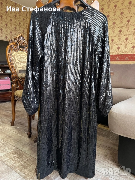 Нова черна парти официална коктейлна рокля пайети с коприна подплата Stella nova Копенхаген , снимка 1