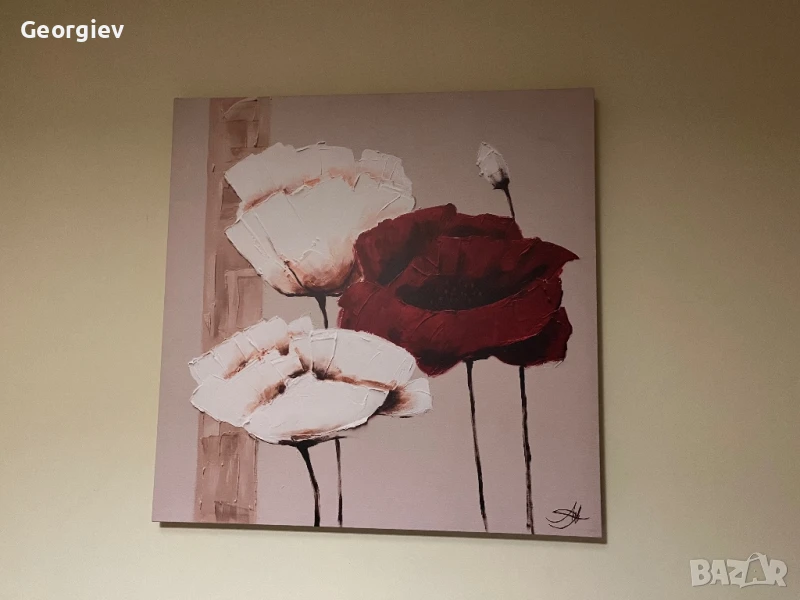 Принт картина с макове 80х80 см., снимка 1