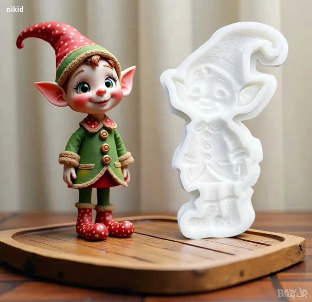 Елф джудже дете Коледен силиконов молд форма фондан шоколад гипс декор, снимка 1