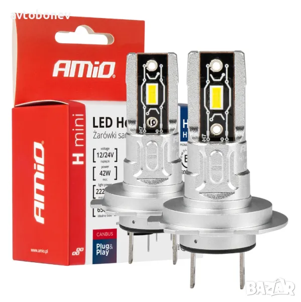LED крушки AMIO H-mini H7/H18-12/24V-6500K к-т/2 бр./, снимка 1