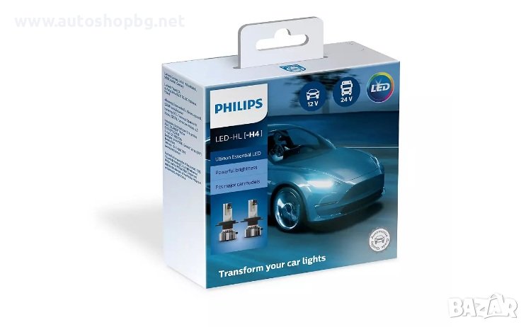 Комплект LED крушки за фарове H4 Philips, снимка 1