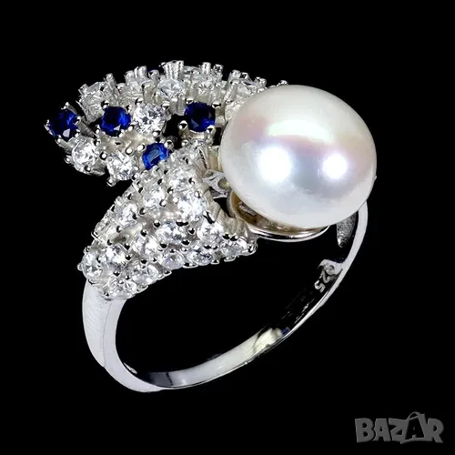 925 сребърен пръстен с перла 10мм, подходящ за подарък , снимка 1