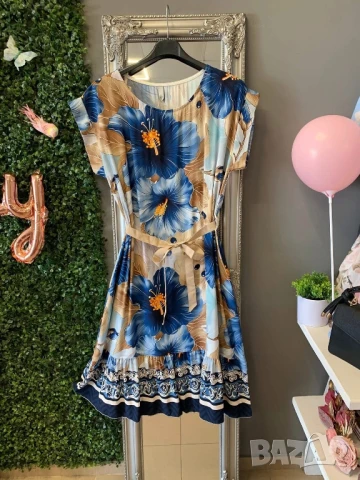 нежни флорални рокли с колан , снимка 2 - Рокли - 50875087