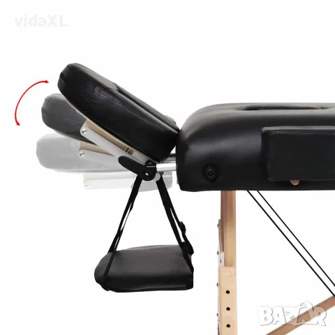 vidaXL Сгъваема масажна кушетка с 3 зони, 10 см плътен пълнеж, черна, снимка 8 - Кушетки - 56146037
