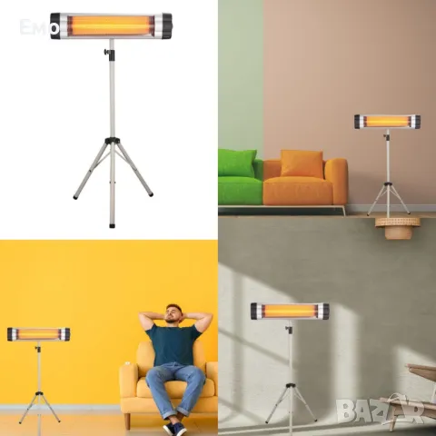 Печка, кварцова - 1500W, инфрачервена, стояща / стенна - Гаранция 24 месеца 