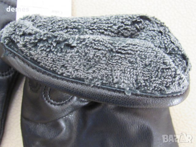 Черни дамски кожени ръкавици с подплата от естествена кожа, нови, снимка 5 - Ръкавици - 31869772