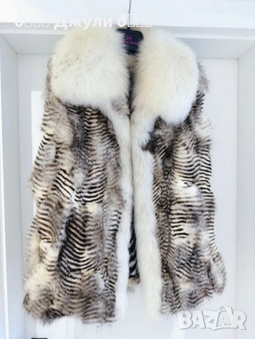 Елек с естествен косъм от рис и полярна лисица, снимка 9 - Елеци - 51654904