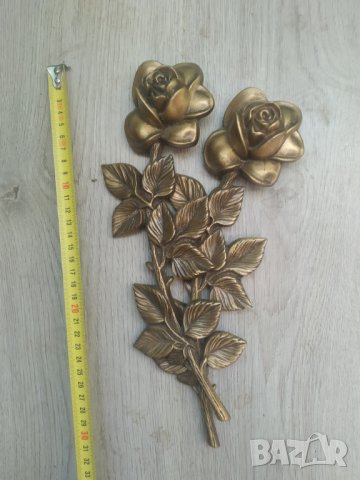 стара бронзова апликация,обков -рози, снимка 2 - Други ценни предмети - 38142424