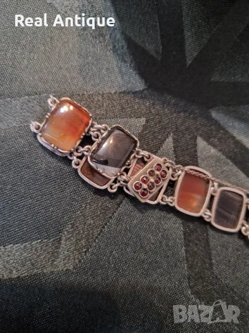 Уникална изключително красива антикварна сребърна гривна , снимка 8 - Антикварни и старинни предмети - 49175611