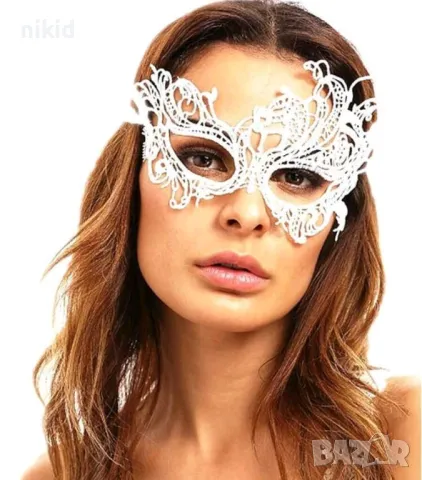 02 домино различни очи бяла черна маска дантела за лице очи маскарад парти бал, снимка 8 - Други - 28405495