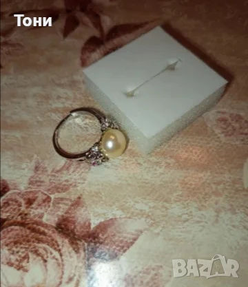 Сребърен Дамски Пръстен с Перла и Цирконий Нов , снимка 3 - Пръстени - 50496127