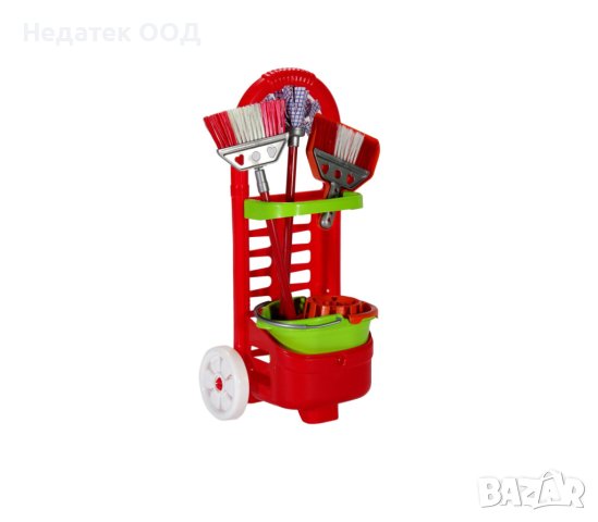 Детска количка за почистване, Червена, с аксесоари