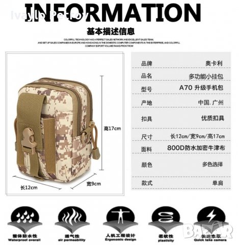 Тактическа чантичка за колан + ПРЕЗРАМКА , снимка 11 - Чанти - 31254222