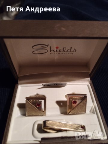 Комплект копчета за ръкавели и  щипка за вратовръзка Shields , снимка 3 - Бижутерийни комплекти - 24942741
