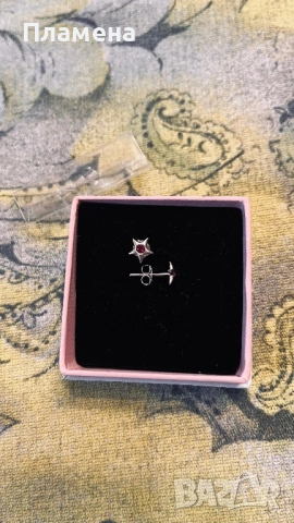 Сребърни обеци с цирконии звезди проба 925 , снимка 2 - Обеци - 53905224