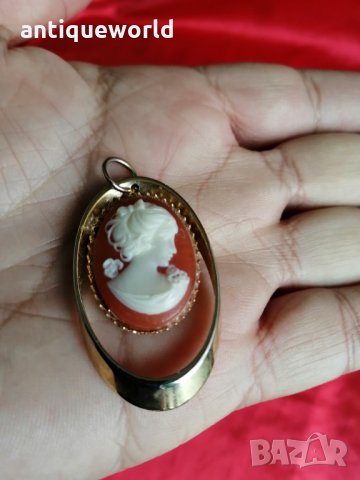 Стара ПОЗЛАТЕНА Висулка Медальон КАМЕЯ, снимка 3 - Антикварни и старинни предмети - 34386638