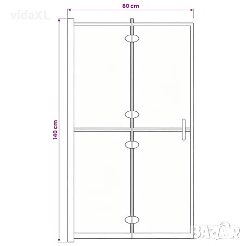 vidaXL Сгъваем душ параван, ESG стъкло, 80x140 см, черен, снимка 7 - Душове - 56146095