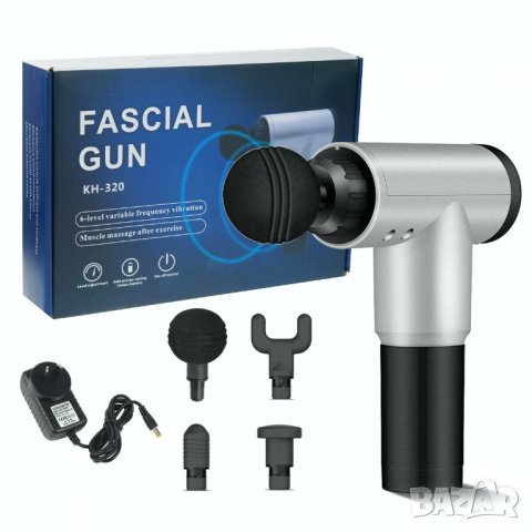 Електрически мускулен масажор Fascial Gun GB 820 4 приставки 6 скорости, снимка 6 - Масажори - 30342906