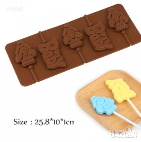 ангел baby надпис силиконов молд форма за направа на близалки на клечка декор торта фондан шоколад