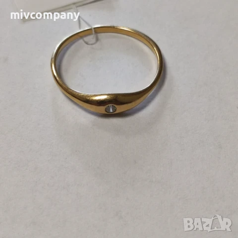 Златен Пръстен 1.32гр. 18карата с Диамант, снимка 4 - Пръстени - 51290581