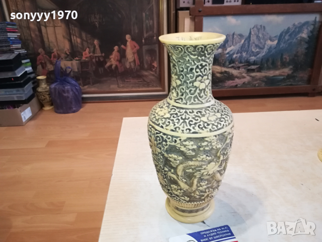 ВАЗА ОТ ФРАНЦИЯ-АНТИКА МАСИВНА РЕЛЕФНА 1603241703, снимка 2 - Антикварни и старинни предмети - 44794523